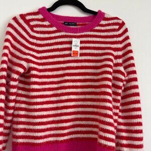 NWT Gap Pink & Red Striped Fuzzy Sweater (XS)